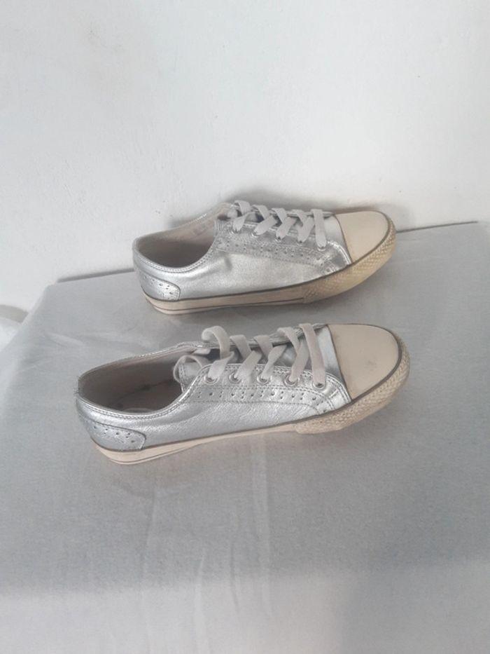 Basket en cuir argenté silver taille 40 femme marque BlendShe - photo numéro 5