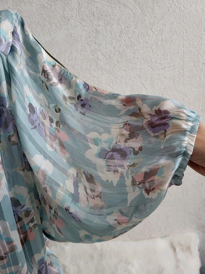 Blouse voile fleuri menthe aquarelle lady lol taille 48 - photo numéro 6