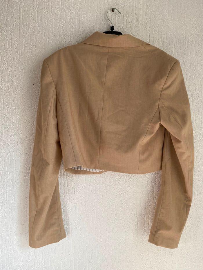 Blazer crop bershka beige taille s 36 - photo numéro 4