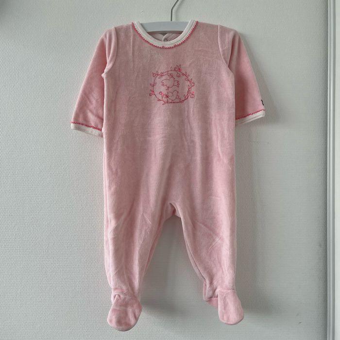 Pyjama Velours Rose Petit Bateau - 6 mois - photo numéro 1