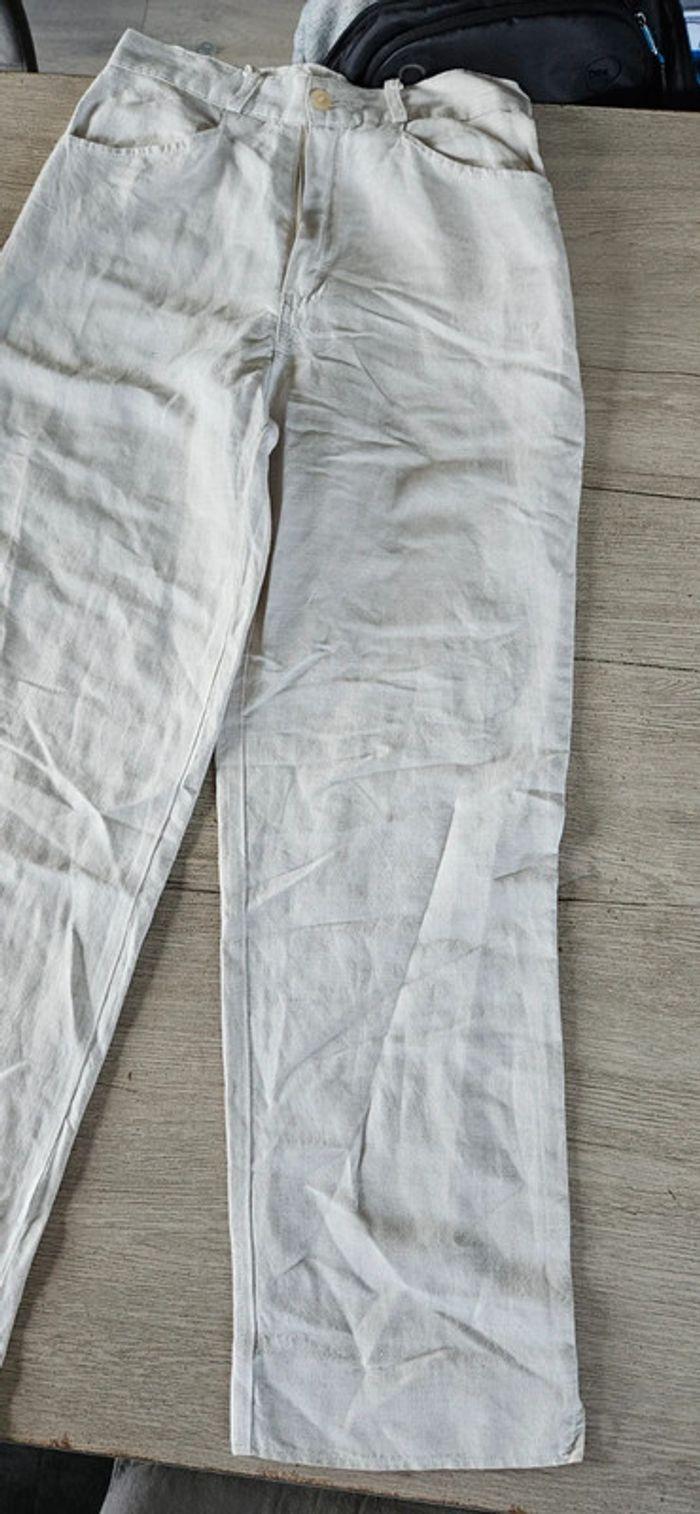 Pantalon beige en lin/viscose, Cicerone, taille 38, nickel - photo numéro 4