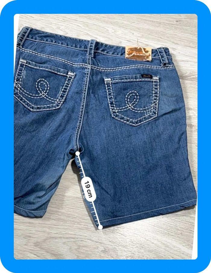 🩳 Short vintage brodé en jean Seven 7  Bleu Taille M 🩳 - photo numéro 5