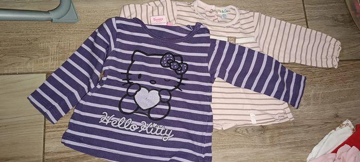 2 t shirts manches longues Hello Kitty et pick oui 18 mois filles - photo numéro 1