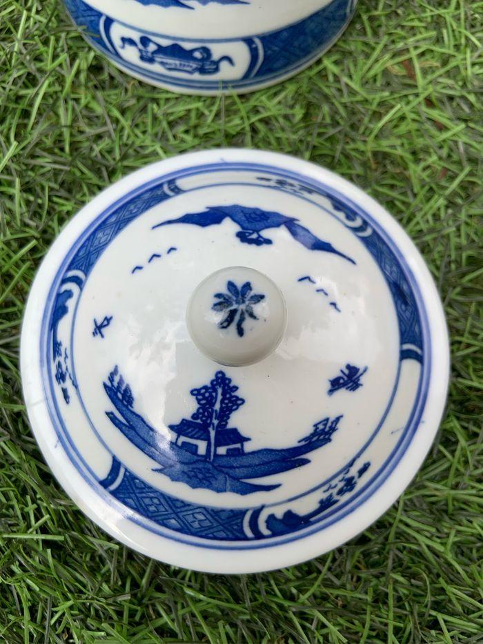 Grande tasse à couvercle en porcelaine de Chine bleu et blanc - photo numéro 2