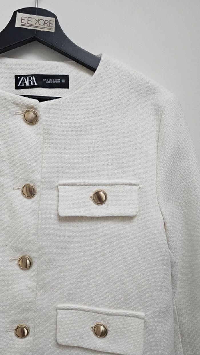 Veste crème tweed blanche Zara - photo numéro 3