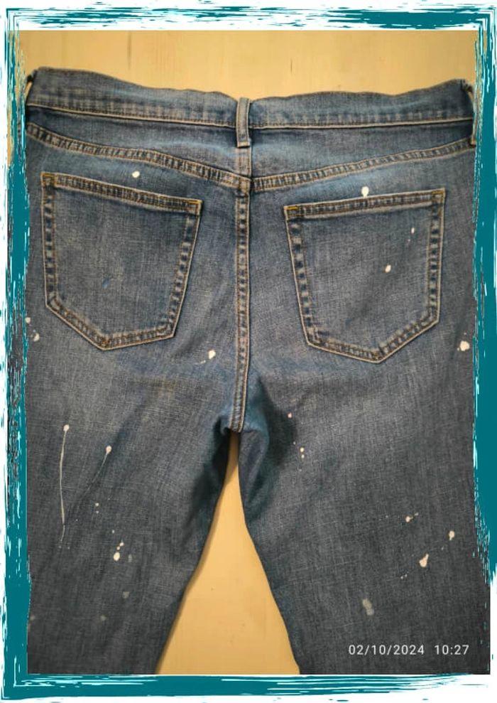 Jeans  vintage slim  bleu  look destroy gap taille 40 (30,) - photo numéro 4