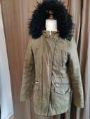 Manteau capuche moumoute kaki Jennyfer taille S