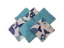 Lot de 6 lingettes lavables -  poissons bleu - 10cm