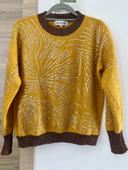 Pull hiver à paillettes moutarde marron jaune femme