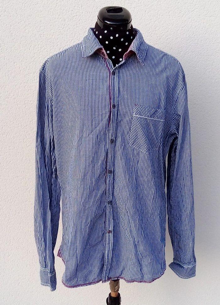 Chemise manches longues Esprit imprimé Vichy carreaux bleus taille L Slim Fit - photo numéro 1