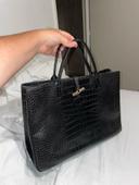 Sac longchamp roseau cuir noir effet croco vintage