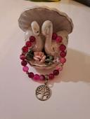 Bracelet perles en jade rose et arbre de vie