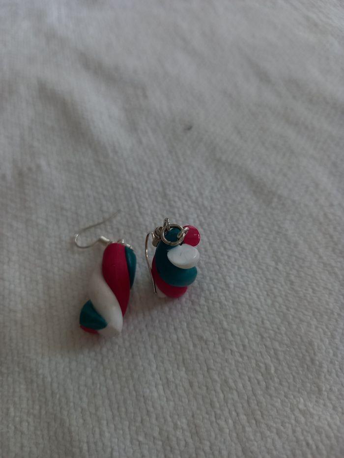 Boucles d'oreilles guimauve  en fimo - photo numéro 1