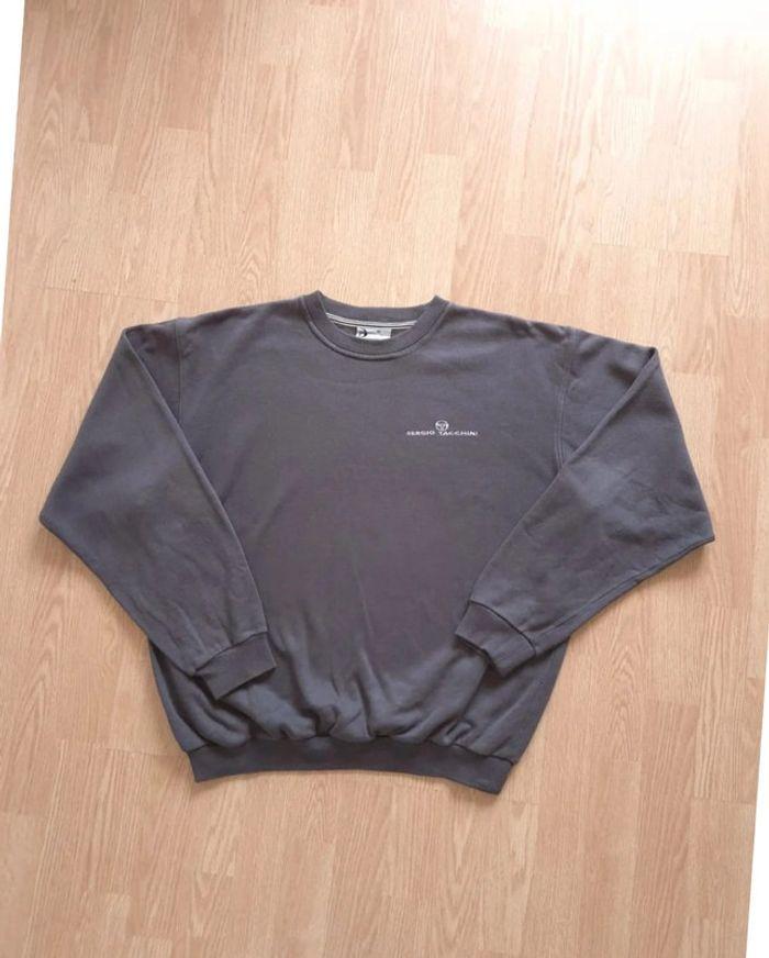 Sweat Sergio Tacchini Vintage logo brodé gris taille L - photo numéro 2