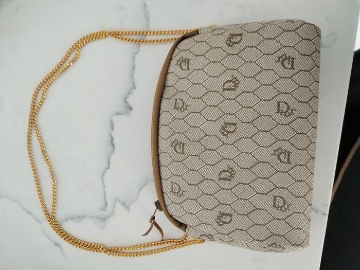 Christian Dior Honeycomb Chain Sac à bandoulière Toile Beige - photo numéro 3