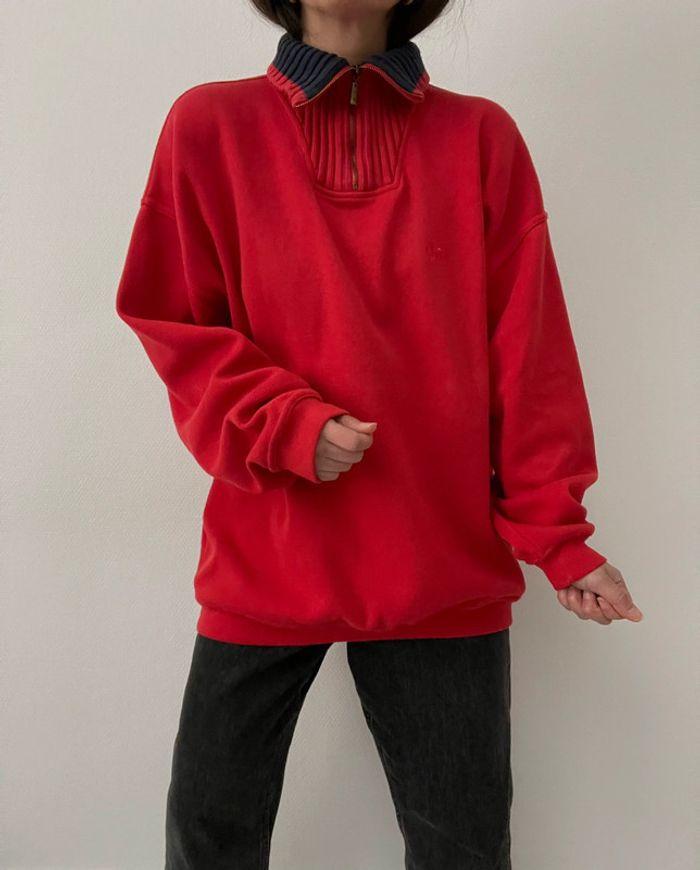 Oversized sweat rouge à col camionneur - photo numéro 15