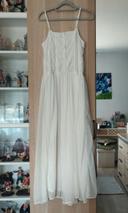 Robe longue blanche fluide dentelle neuf atmosphere - Taille S 34-36