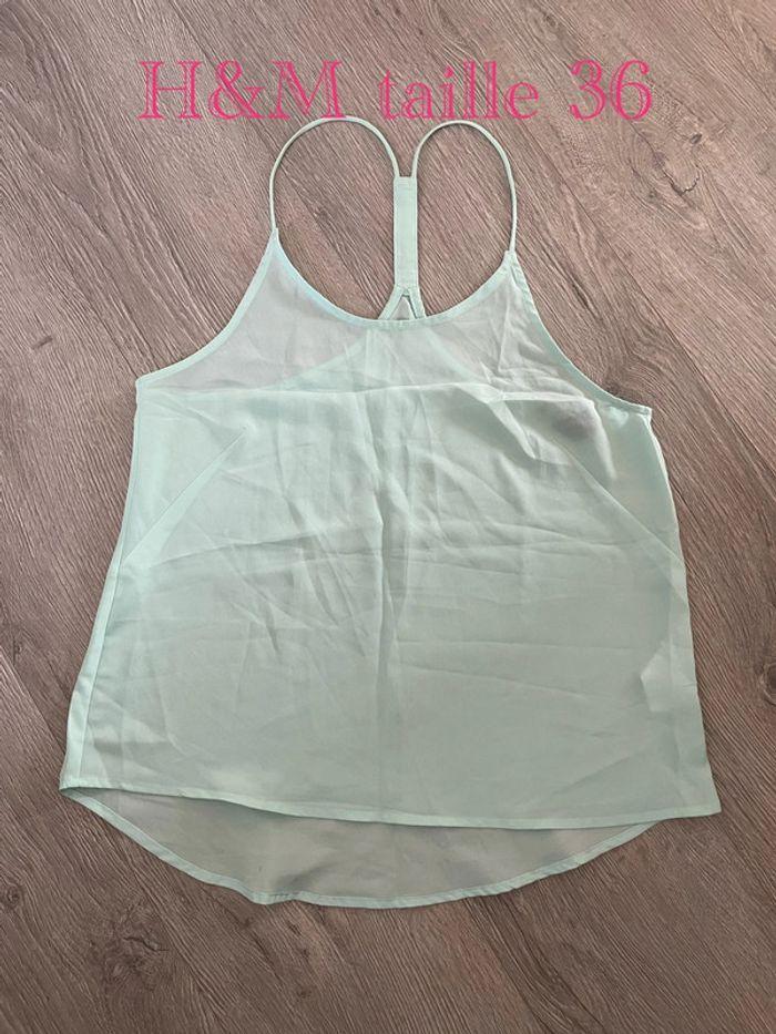 Débardeur top fluide vert clair pastel dos nageur croisé H&M taille 36 - photo numéro 1