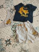 Ensemble roi lion short t-shirt bandana chaussettes 12mois