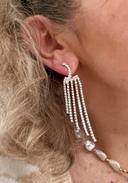 Jolies boucles d oreilles longues strass couleur argent neuve