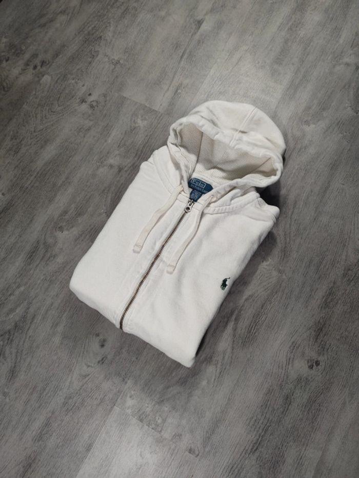 Veste à Capuche Full Zip Ralph Lauren Blanc Logo Brodé Vert Taille 3XL Homme - photo numéro 2