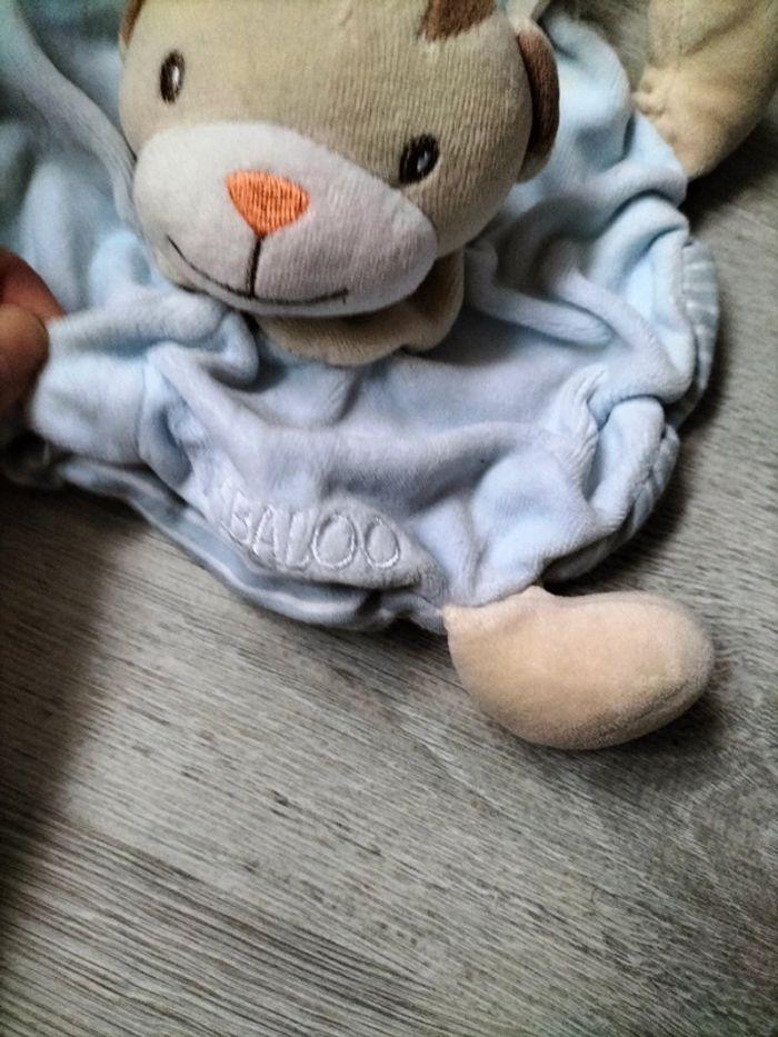 Doudou peluche plat chat bleu et patte beige kimbaloo - photo numéro 2