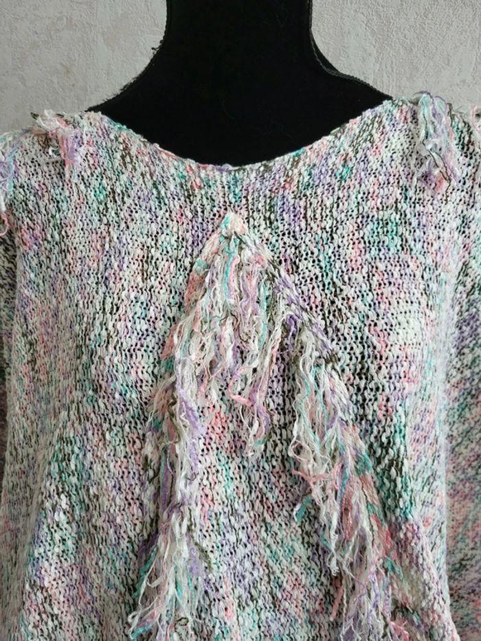 Pull poncho bohème multicolore jcl taille unique - photo numéro 4