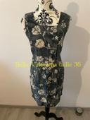 Robe sans manche large bretelle gris à motifs fleurs beige balla Valentina taille 36