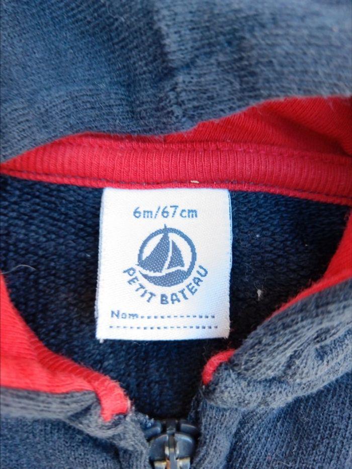 Sweat zippé à capuche 6 mois Petit Bateau - photo numéro 3