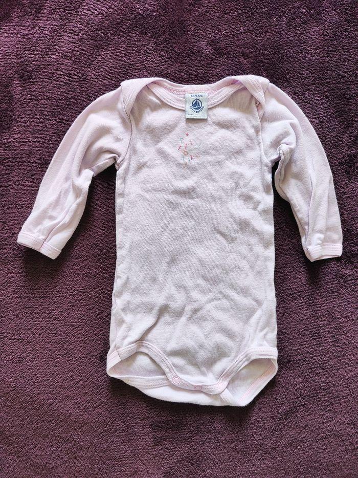 Body manches longues rose clair Petit Bateau 6 mois - photo numéro 1