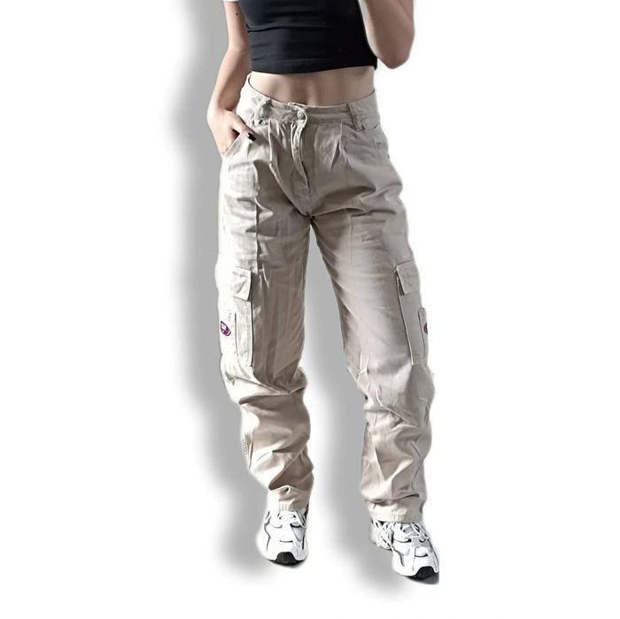 Pantalon cargo taille haute crème - photo numéro 2