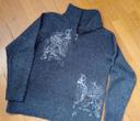 Pull camionneur bleu chiné,  80% laine