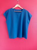 Blouse taille 44 bleue col rond