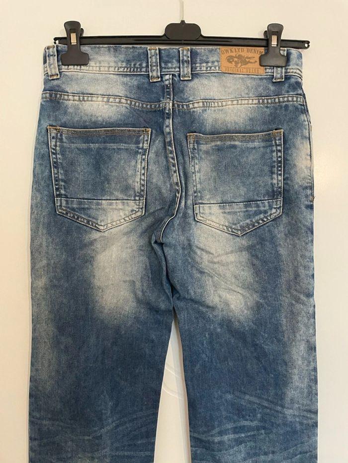 Jean bleu clair effet délavé taille haute coupe regular droit owk ltd denim taille 38 - photo numéro 7