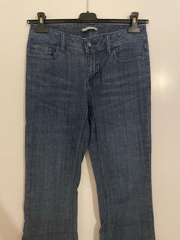 Jean bleu foncé taille haute coupe flare bas évasé large 3 suisses taille 36 - photo numéro 2