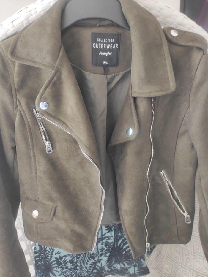 Veste daim/suédine kaki taupe perfecto - photo numéro 3