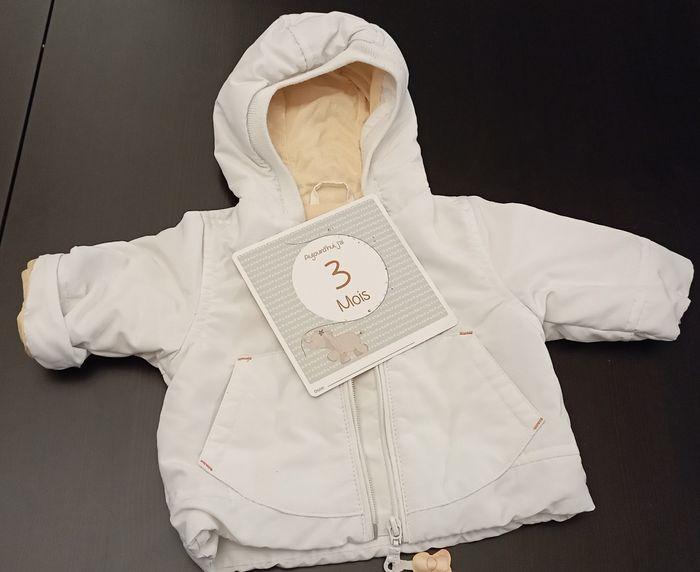 Manteau imperméable blanc crème et abricot - Premaman - 3 mois - photo numéro 1