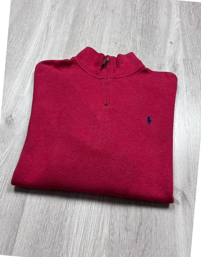 👕 Half Zip, Quart Zip, sweat col roulé à fermeture Ralph Lauren Rouge Taille XXL 👕 - photo numéro 1