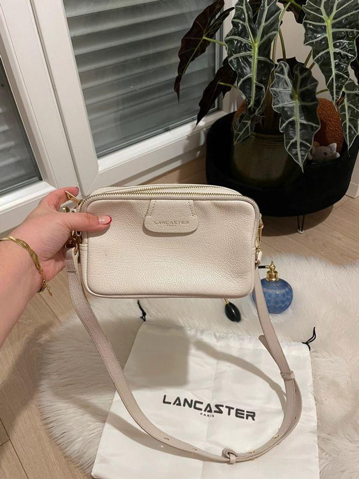 Sac Lancaster trotteur Dune cuir blanc cassé crème bandoulière cross body - photo numéro 19