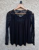 Blouse haut noir et dentelle T 40