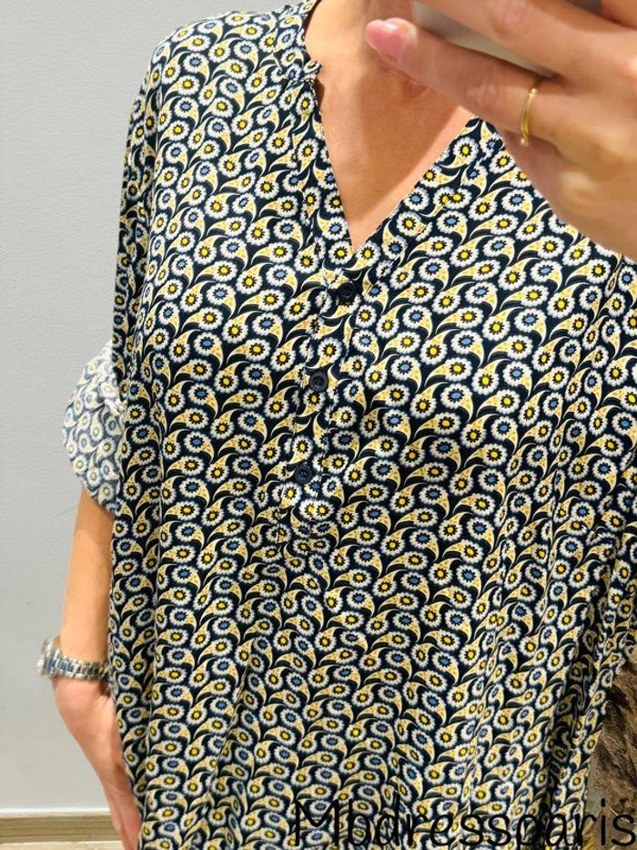 Belle blouse grande taille curvy marine à motif T50/52 B5 - photo numéro 3