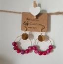 Boucles d'oreilles hypoallergéniques créoles et perles fuchsia LC114