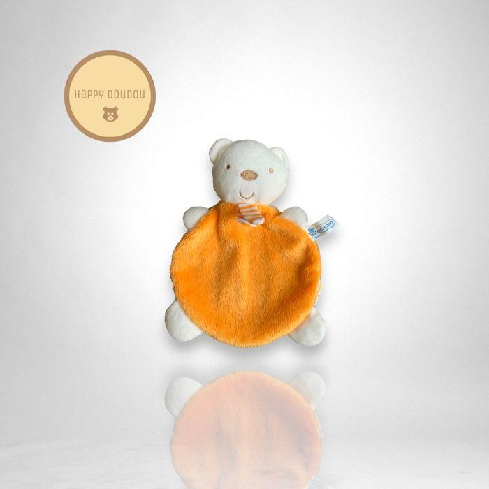 Doudou plat rond orange ours BabyDream DP361