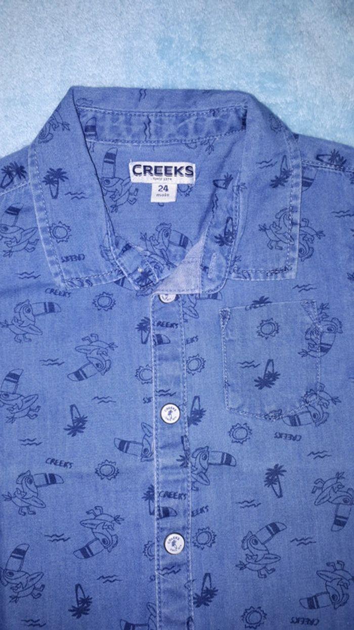 Chemise manches courtes garçon bleu jean toucan Creeks 2 ans - photo numéro 2