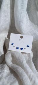 Boucles d'oreilles perle cœur bleu paris