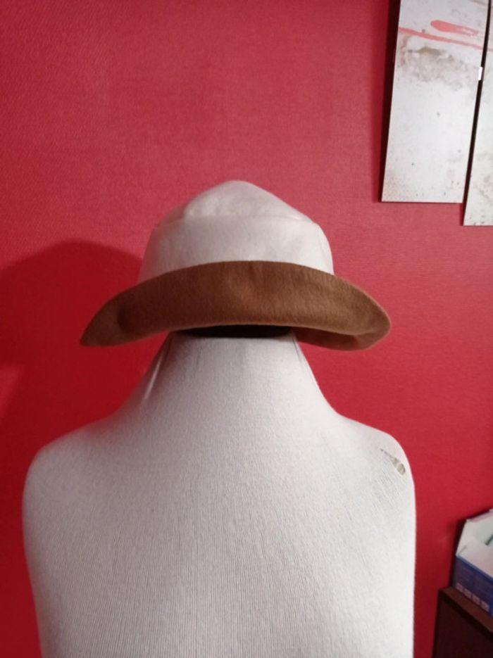 Chapeau femme laine mélangé marron blanc taille 58 - photo numéro 3