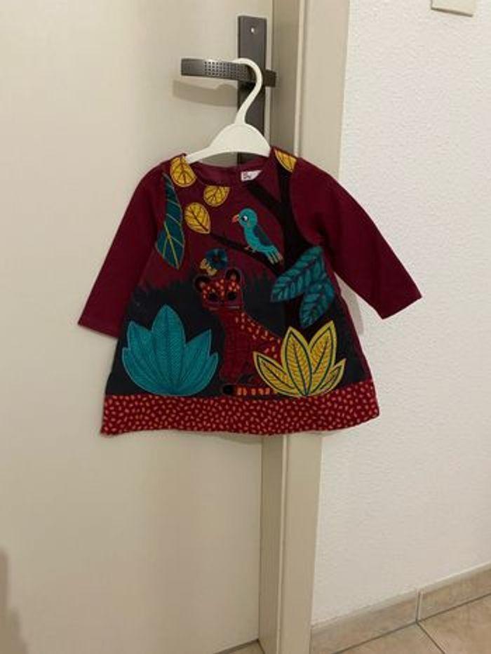 Robe du pareil au  même rouge bordeaux multicolore 12 mois - photo numéro 1