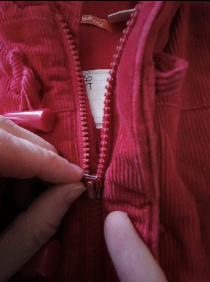 Manteau à capuche en velours rouge Okaou 12 mois - photo numéro 5