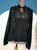 Blouse noire, avec dentelle, Zara, taille L/40