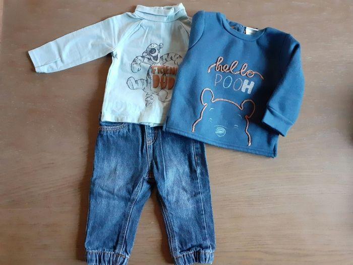 Ensemble jean double, tee shirt et sweat Winny 9 mois - photo numéro 1